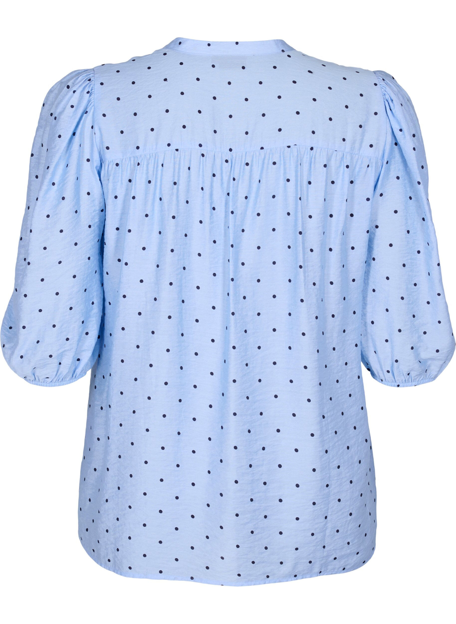 Zizzi Blouse &agrave; pois &agrave; manches 3/4 en viscose, Light Blue Dot, Packshot image number 1