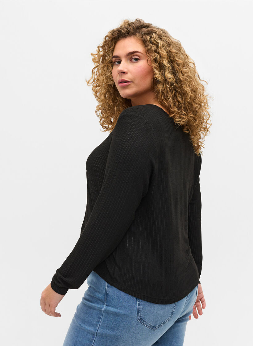 Gilet côtelé avec cordon, Black, Model image number 1