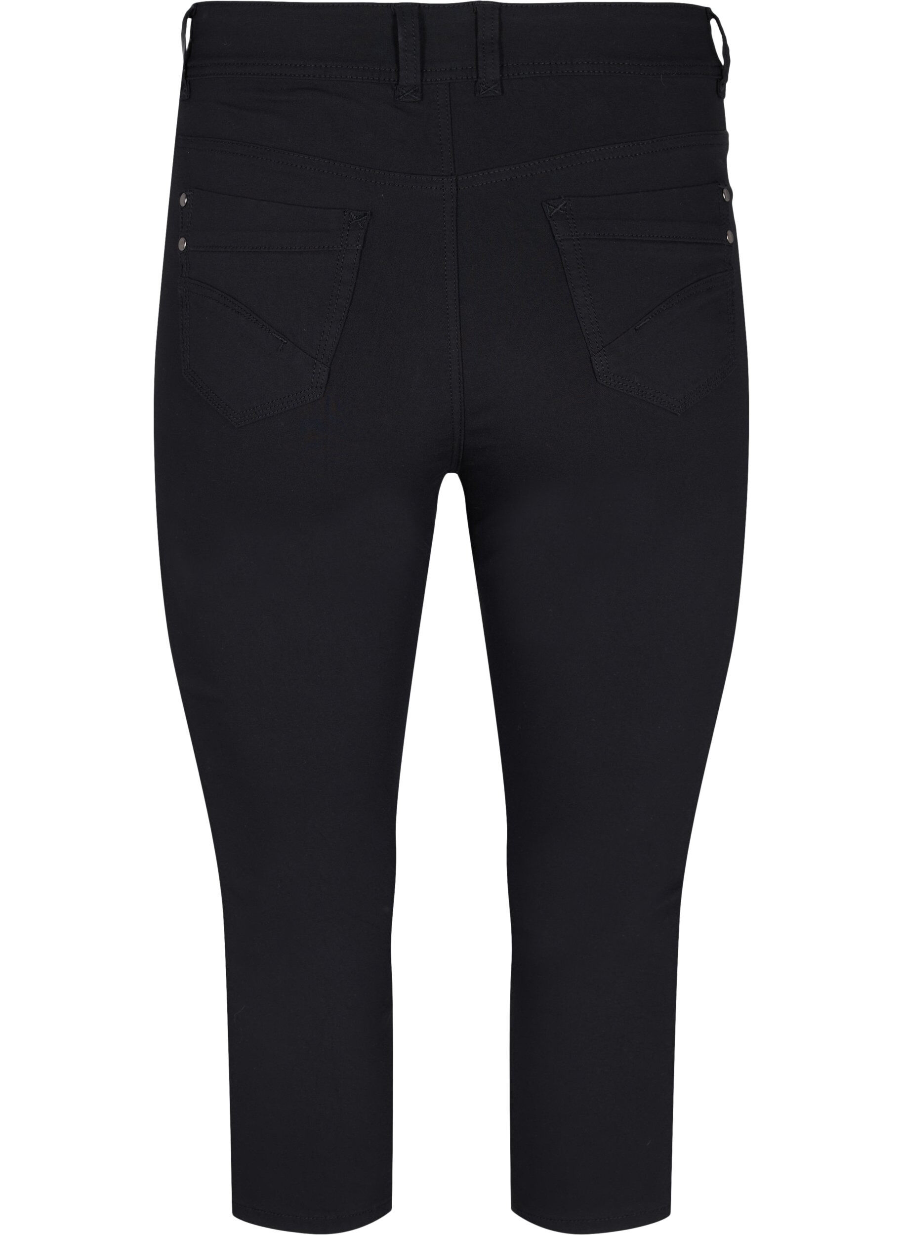 Zizzi Pantalon capri ajust&eacute; en m&eacute;lange de viscose, Black, Packshot image number 1