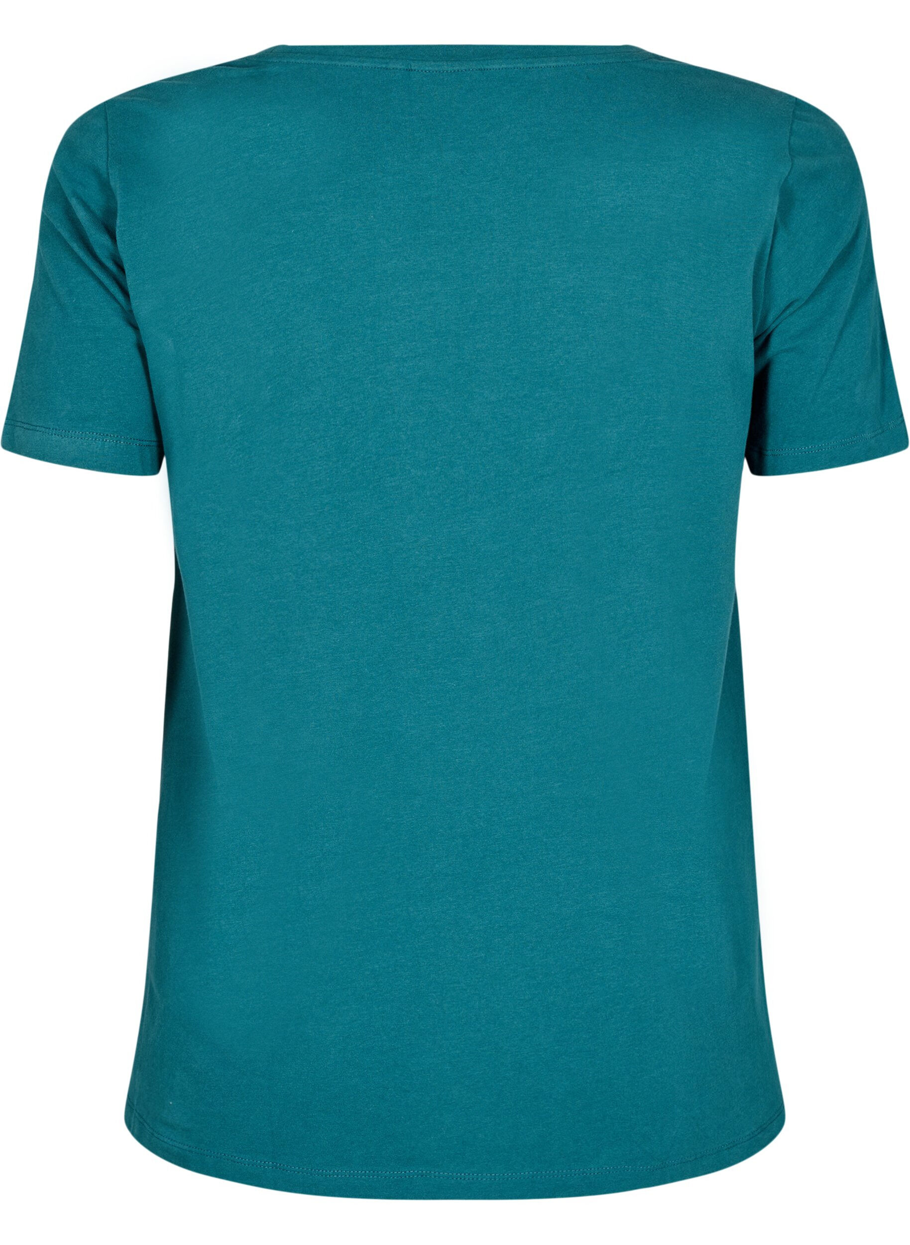 Zizzi Einfarbiges basic T-Shirt aus Baumwolle, Gr&uuml;n, Packshot image number 1