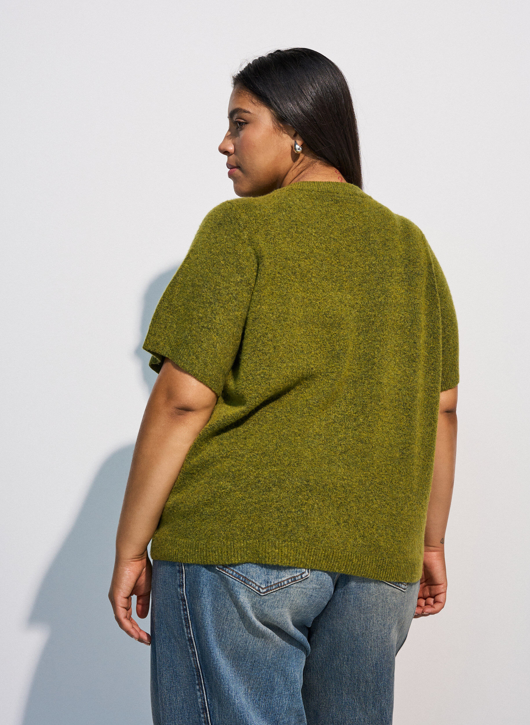 ZizziStrickjacke mit kurzen &Auml;rmeln, Gr&uuml;n, Model image number 2