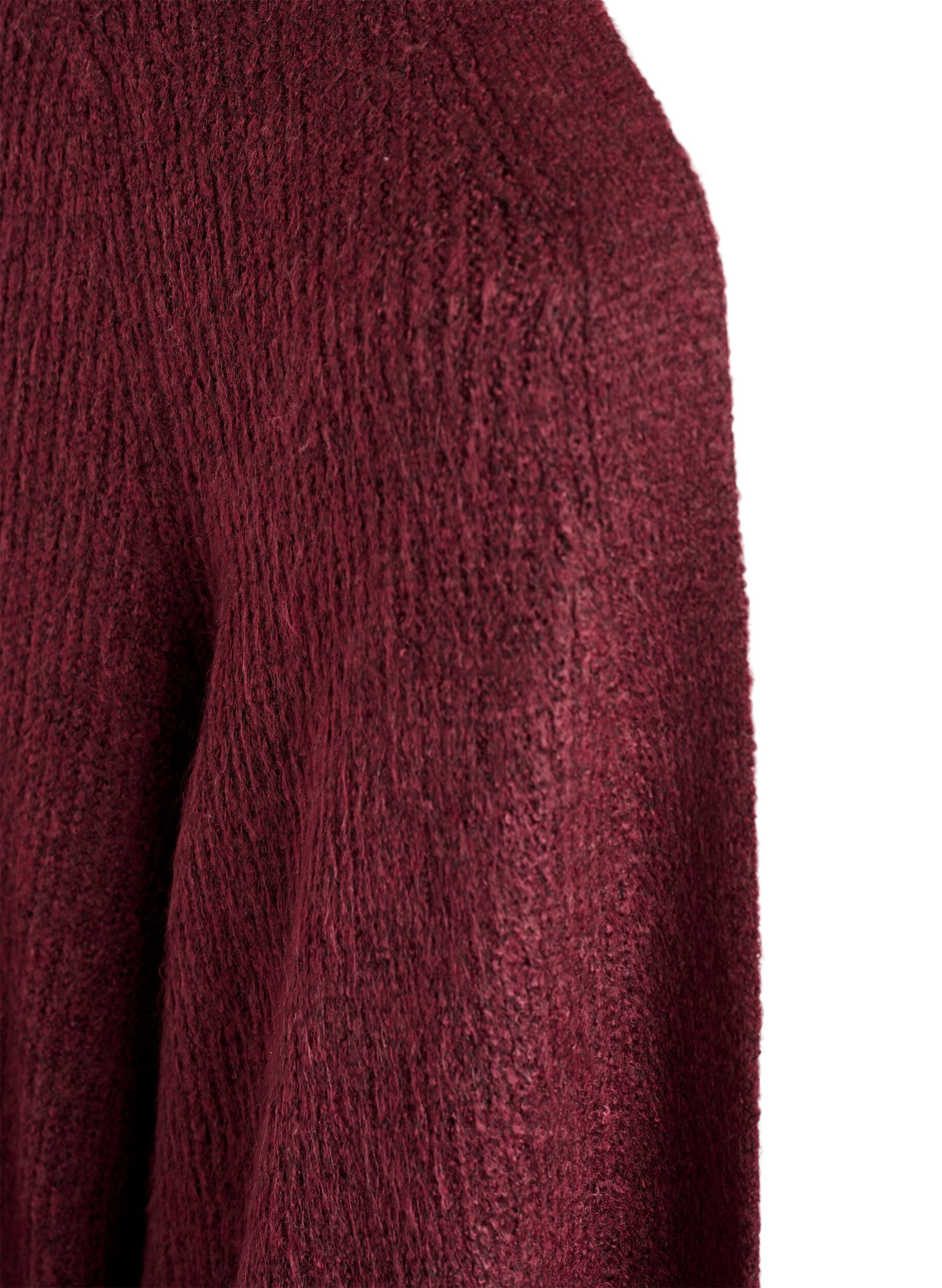 Zizzi FLASH - Langer Rippstrick-Cardigan mit offener Front, Rot, Packshot image number 2