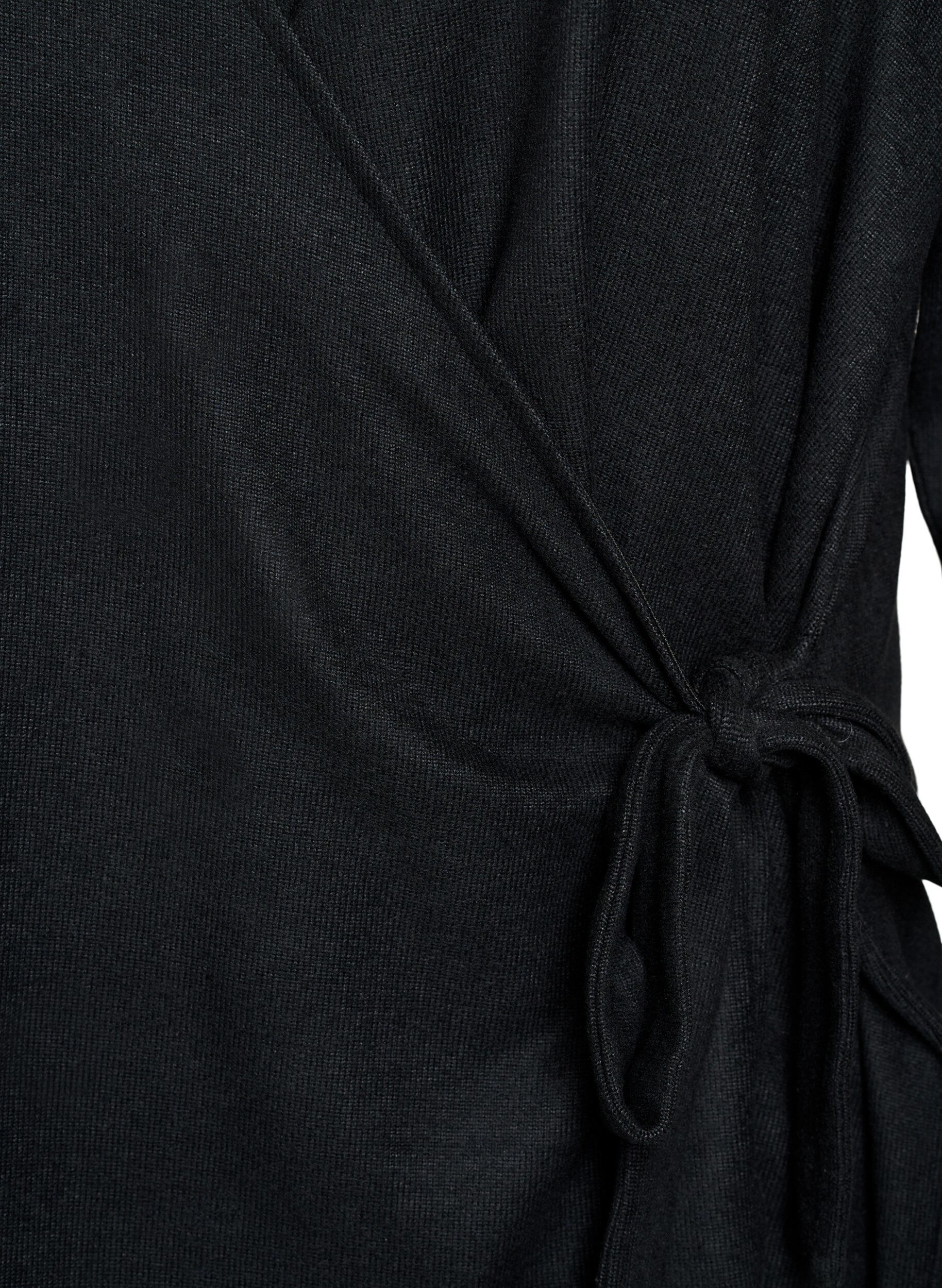 ZizziWickelbluse aus Jersey mit Bindeband, Schwarz, Packshot image number 2
