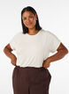 T-shirt en viscose &agrave; rayures paillet&eacute;es, Vanille, Model image number 0