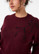 Pull avec broderie de perles, Bordeaux, Model image number 3