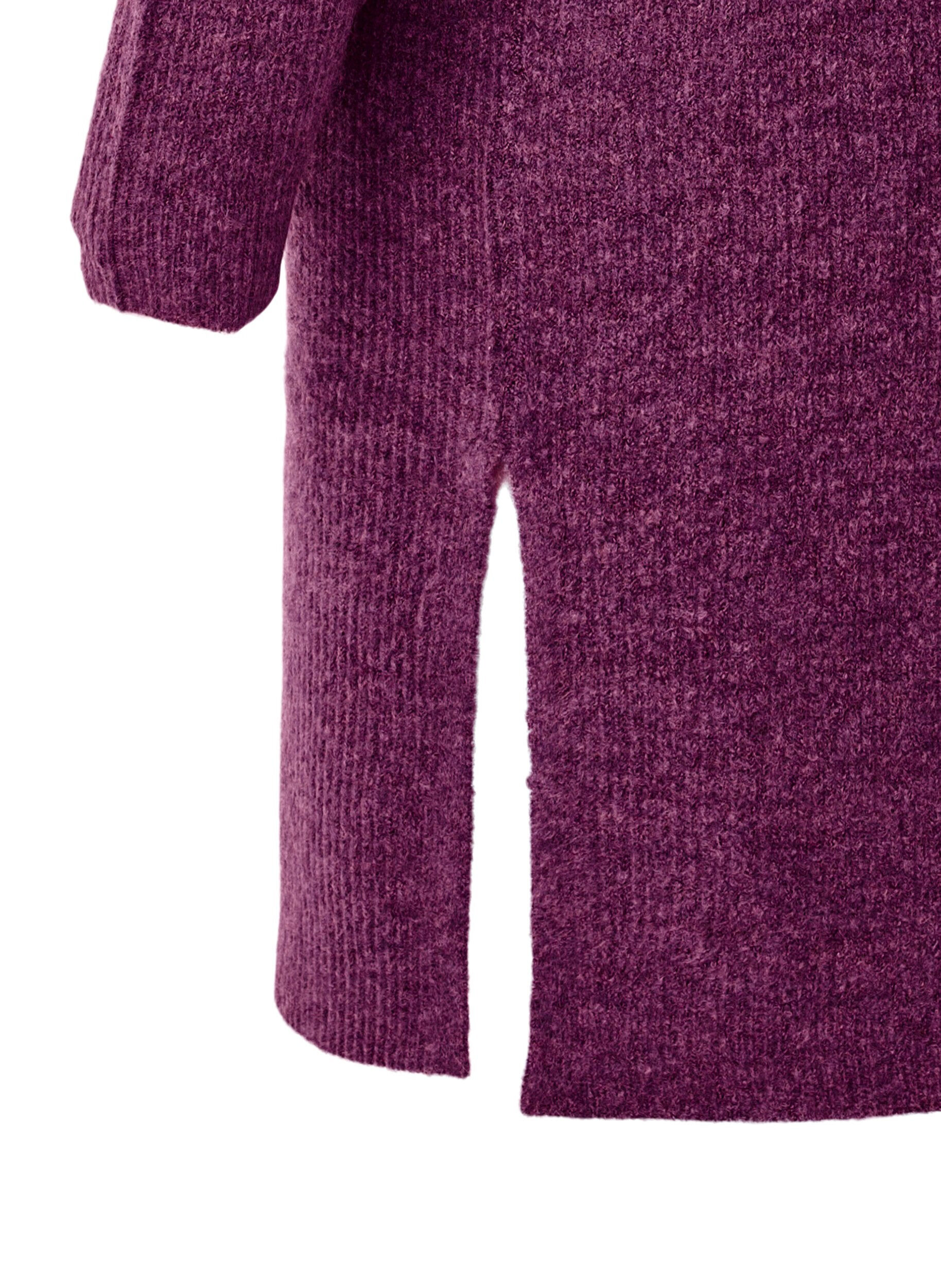 Zizzi Lang&auml;rmeliges Kleid aus Rippstrick, Potent Purple Mel., Packshot image number 2