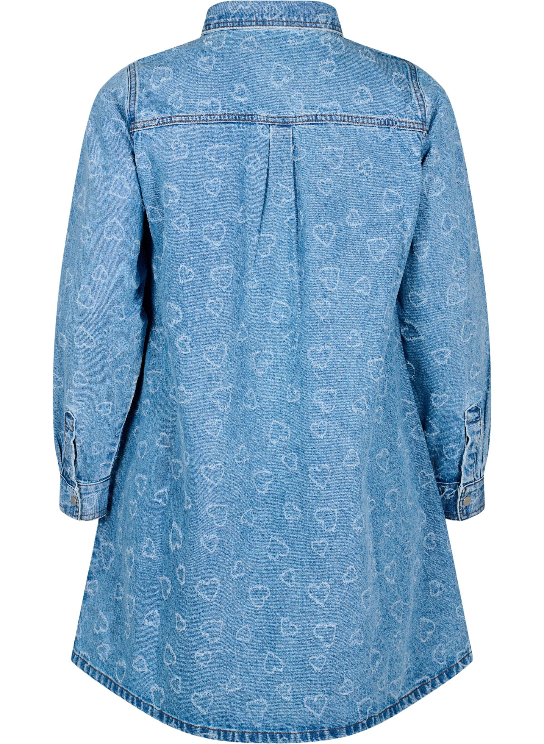 Zizzi Robes en denim avec motif c&oelig;ur, Bleu, Packshot image number 1