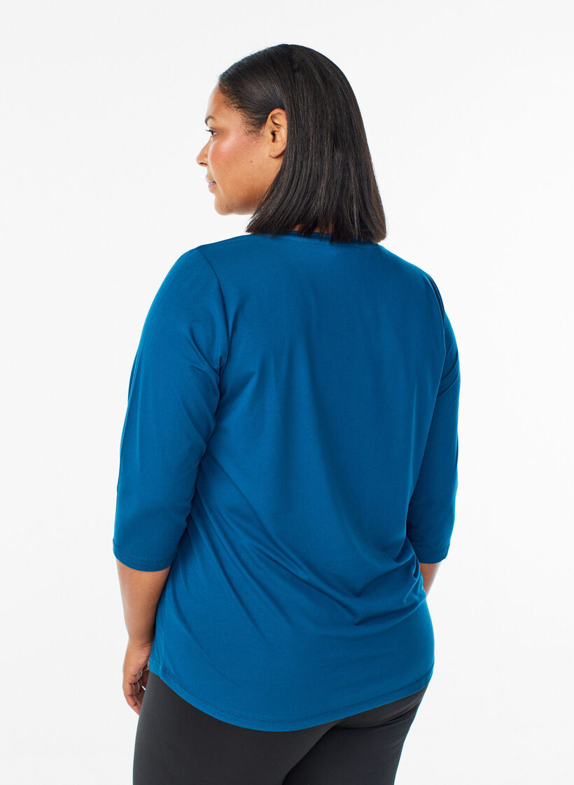 Haut de sport &agrave; manches 3/4, Bleu, Model image number 2