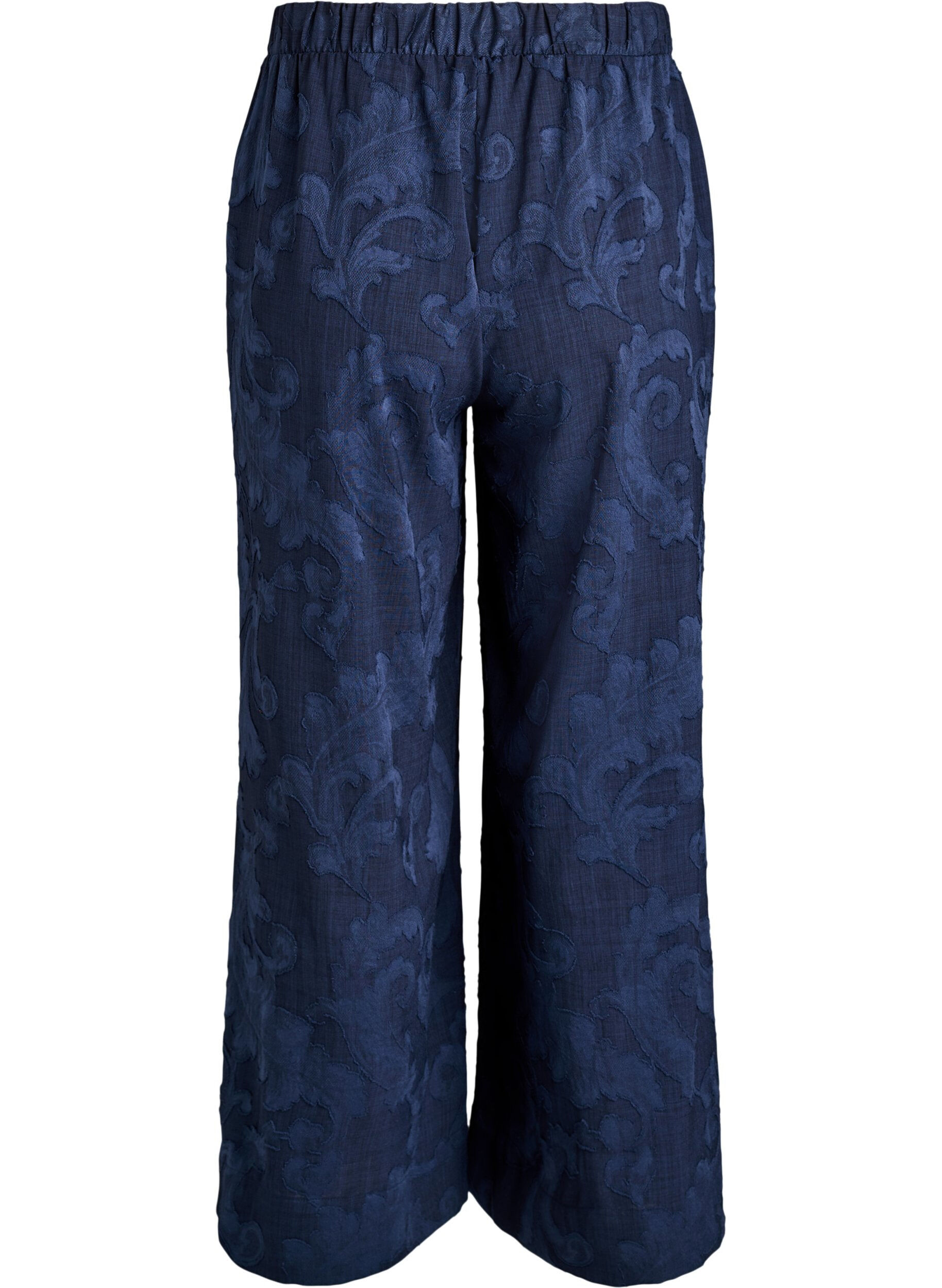 Zizzi Pantalon ample avec un motif textur&eacute; ton sur ton, Bleu, Packshot image number 1