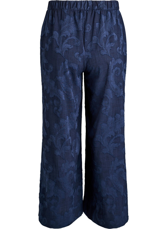 Pantalon ample avec un motif textur&eacute; ton sur ton, Bleu, Packshot image number 1