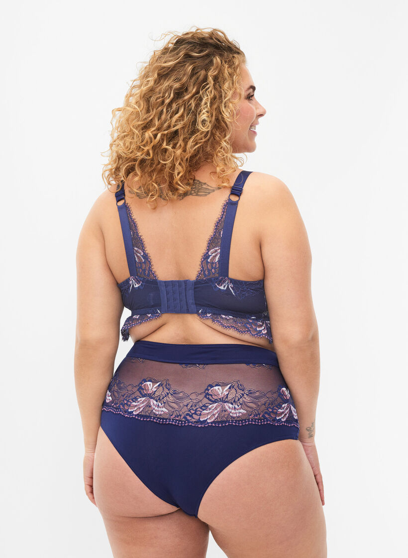Culotte hipster avec dentelle et taille régulière, Medieval Blue, Model image number 1