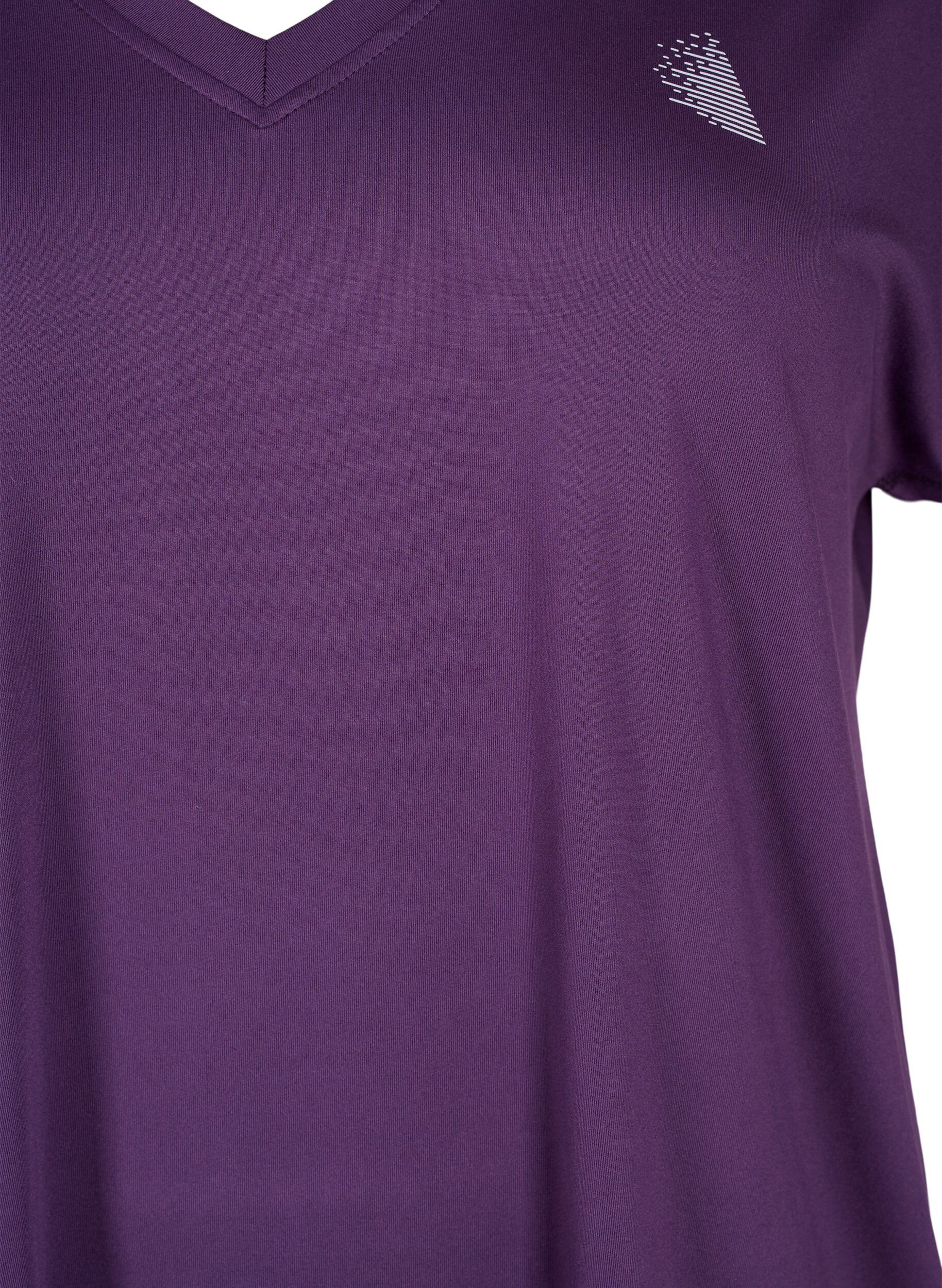 ZizziLockeres Trainings-T-Shirt mit V-Ausschnitt, Lila, Packshot image number 2