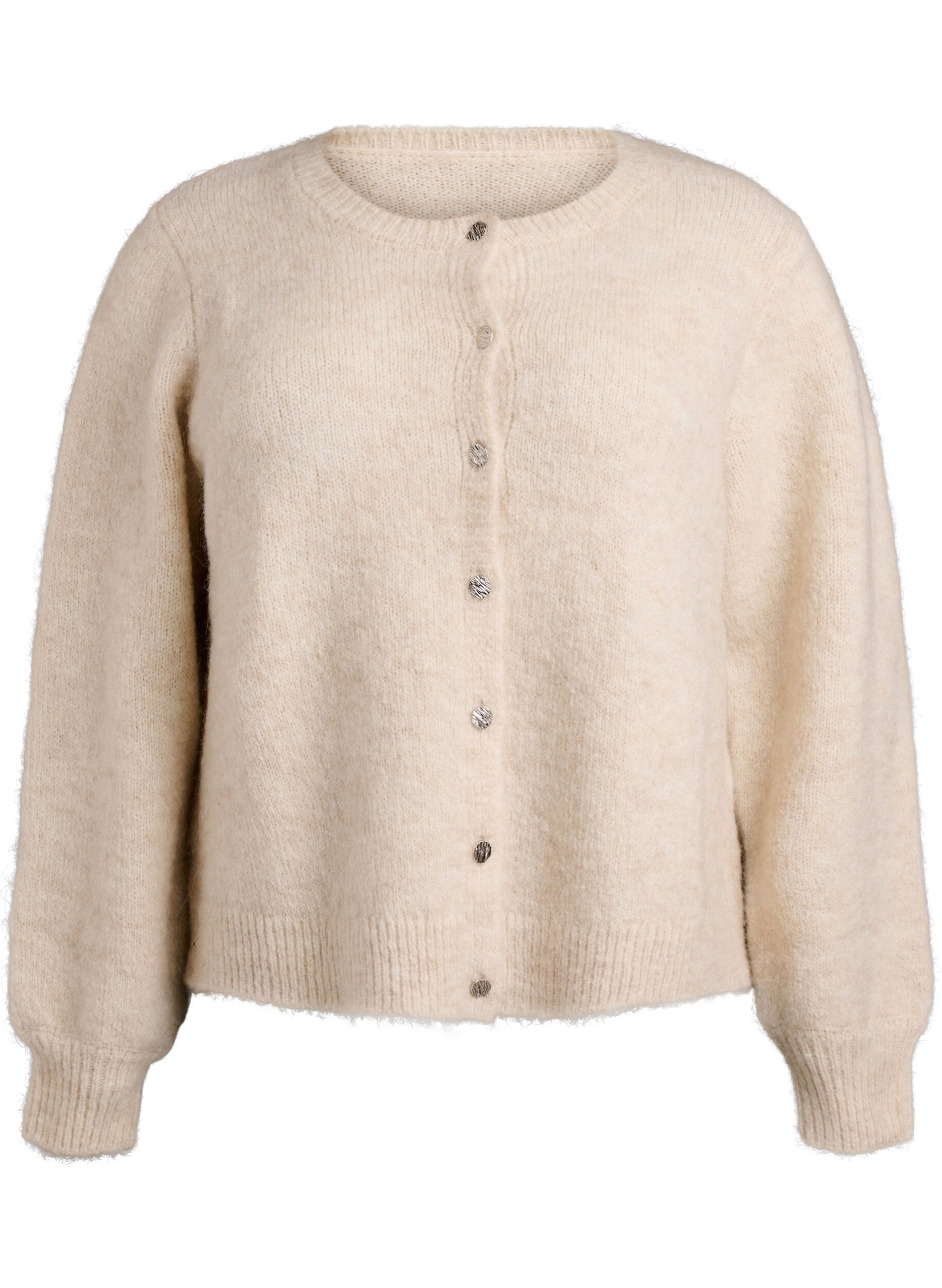 Zizzi Cardigan en laine et alpaga avec boutons d&eacute;coratifs, Beige, Packshot image number 0