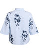 Chemise rayée avec imprimé floral et manches 3/4, Bleu Clair, Packshot image number 1