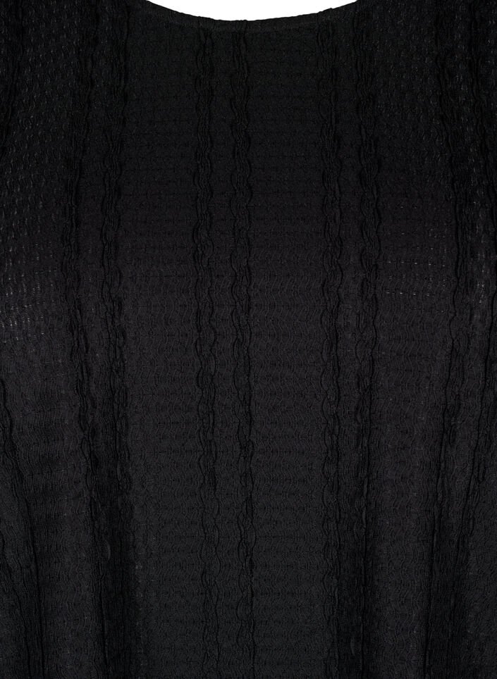 Chemisier manches longues texturé, Black, Packshot image number 2