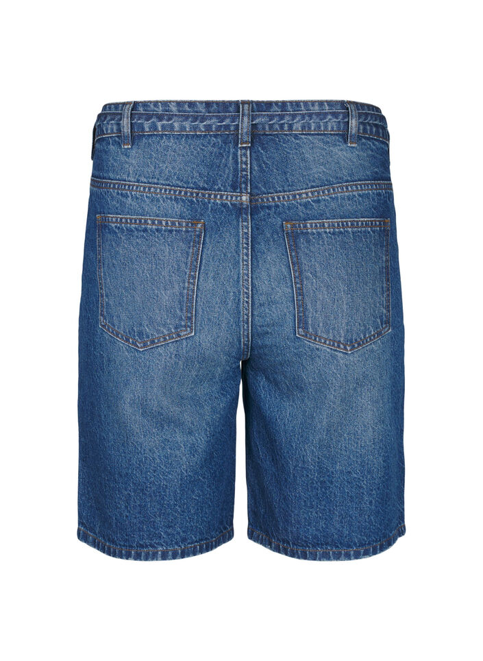 Short en jean coupe slim avec ceinture &agrave; nouer, Bleu, Packshot