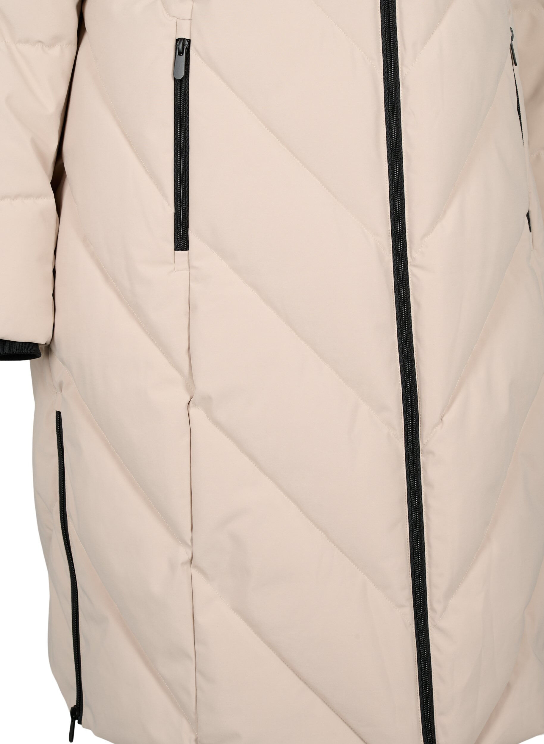 ZizziLanger Wintermantel mit Hakenverschl&uuml;ssen und Kunstfellkragen, Beige, Packshot image number 3