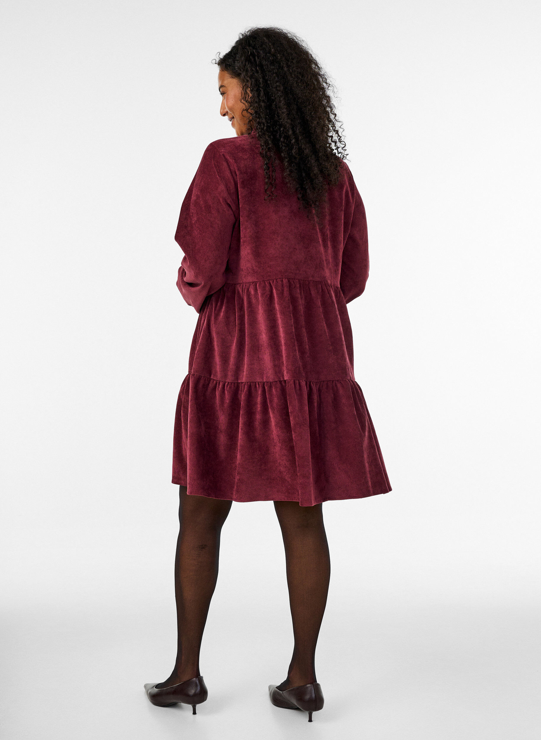 ZizziCordkleid in A-Linie mit Stehkragen, Rot, Model image number 2