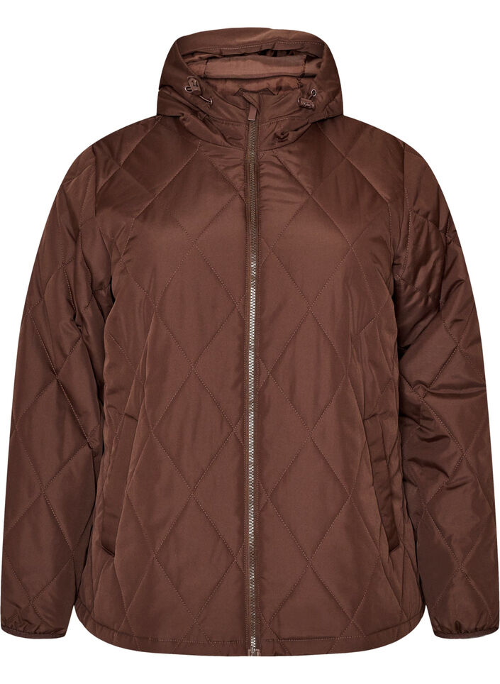 Veste l&eacute;g&egrave;rement matelass&eacute;e en losange, Marron, Packshot image number 0