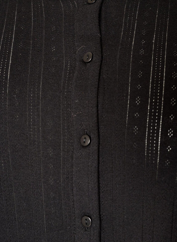 Strickjacke aus Bio-Baumwolle mit Lochstickerei, Schwarz, Packshot image number 2