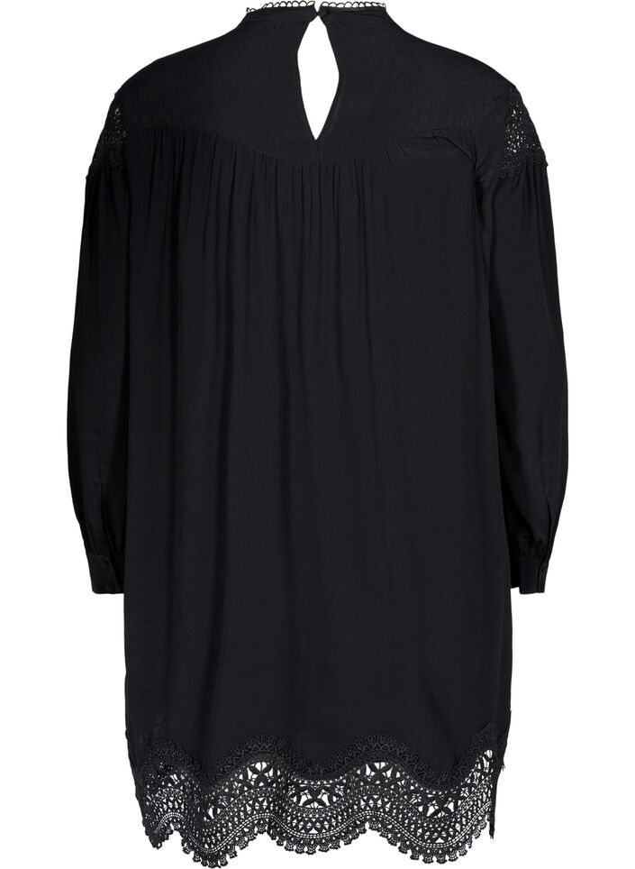 Robe en viscose avec ornements brod&eacute;s, Black, Packshot image number 1