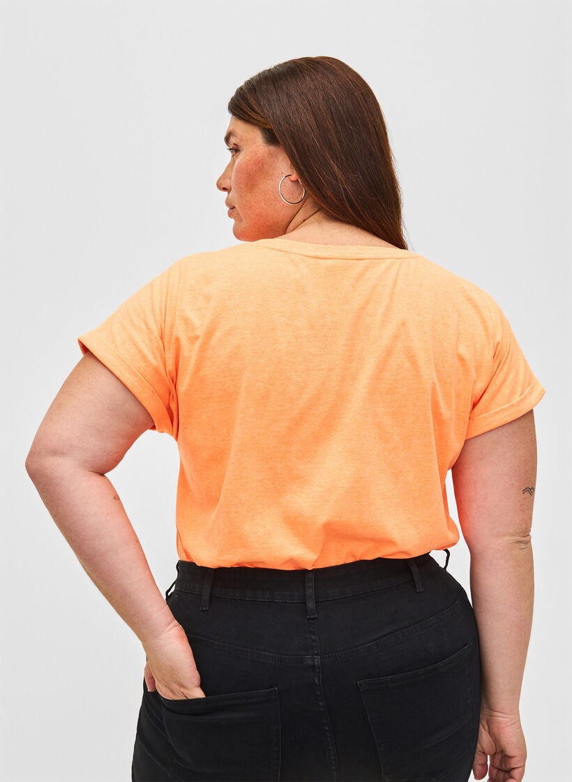 Neonfarbenes T-Shirt aus Baumwolle, Orange, Model image number 2