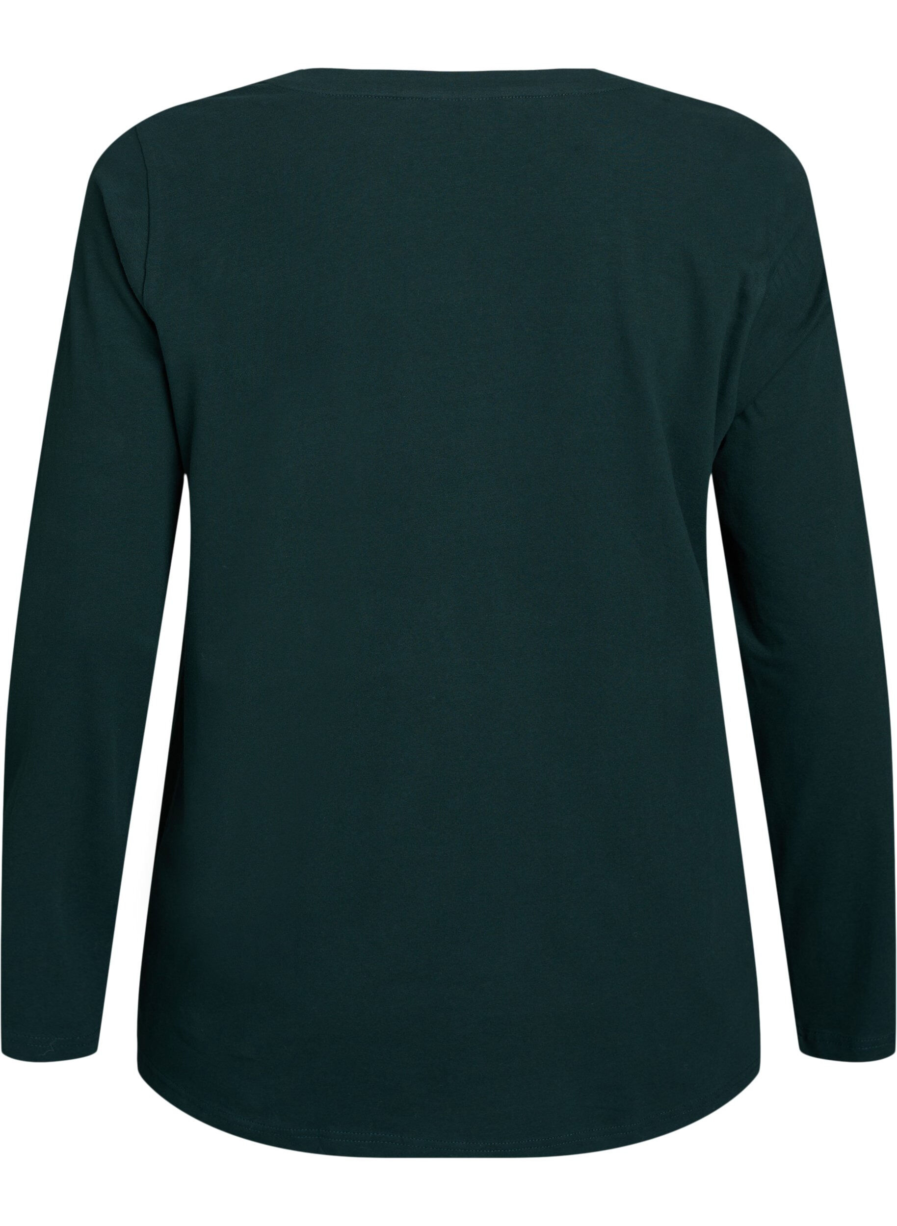 Zizzi Basic Top aus Jersey mit langen &Auml;rmeln, Gr&uuml;n, Packshot image number 1