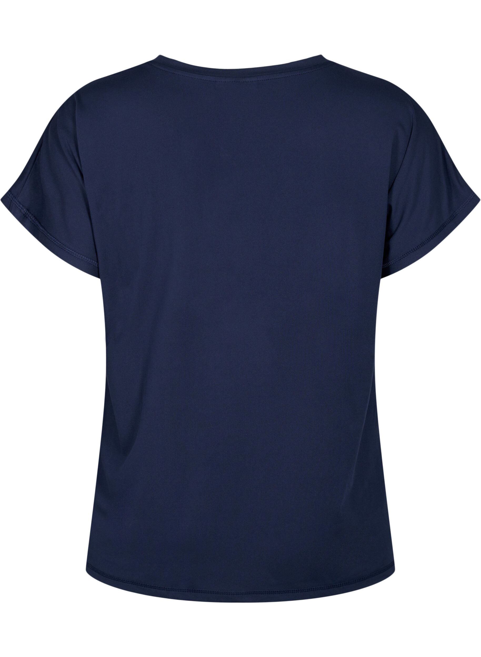Zizzi Locker sitzendes Trainings-T-Shirt mit V-Ausschnitt, Blau, Packshot image number 1