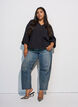 Bluse mit Balloneffekt und Chiffondetails, Schwarz, Model image number 1