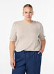 Bluse mit Knopfdetail und kurzen Puff&auml;rmeln, Beige, Model image number 0