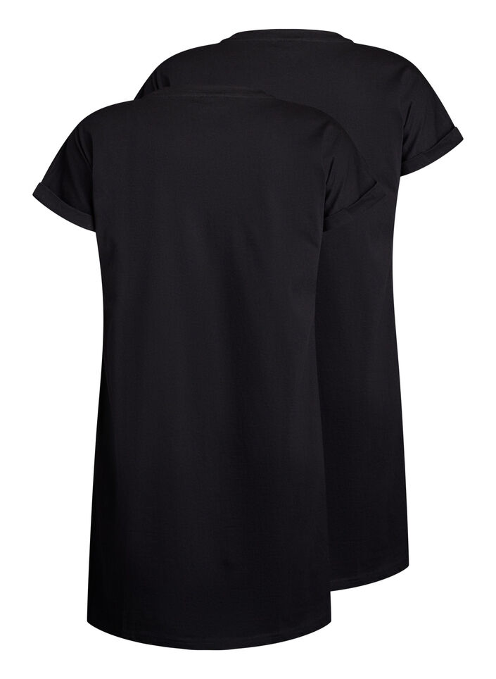 2er-Pack T-Shirt-Kleid mit kurzen &Auml;rmeln, Schwarz, Packshot image number 1