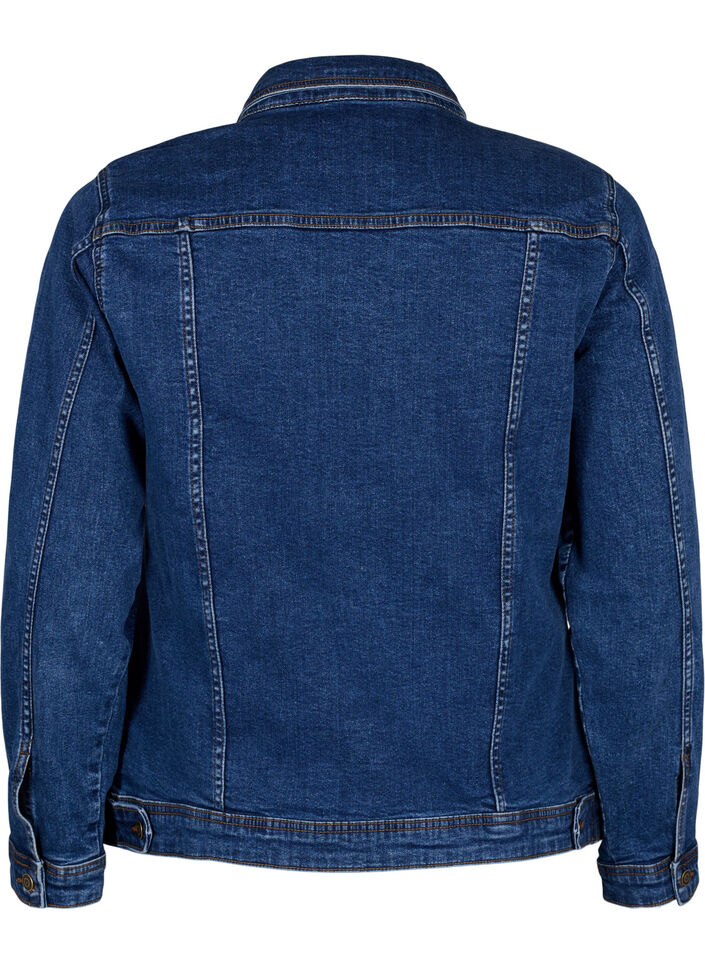 Kurze Denimjacke aus Baumwolle, Blue denim, Packshot image number 1