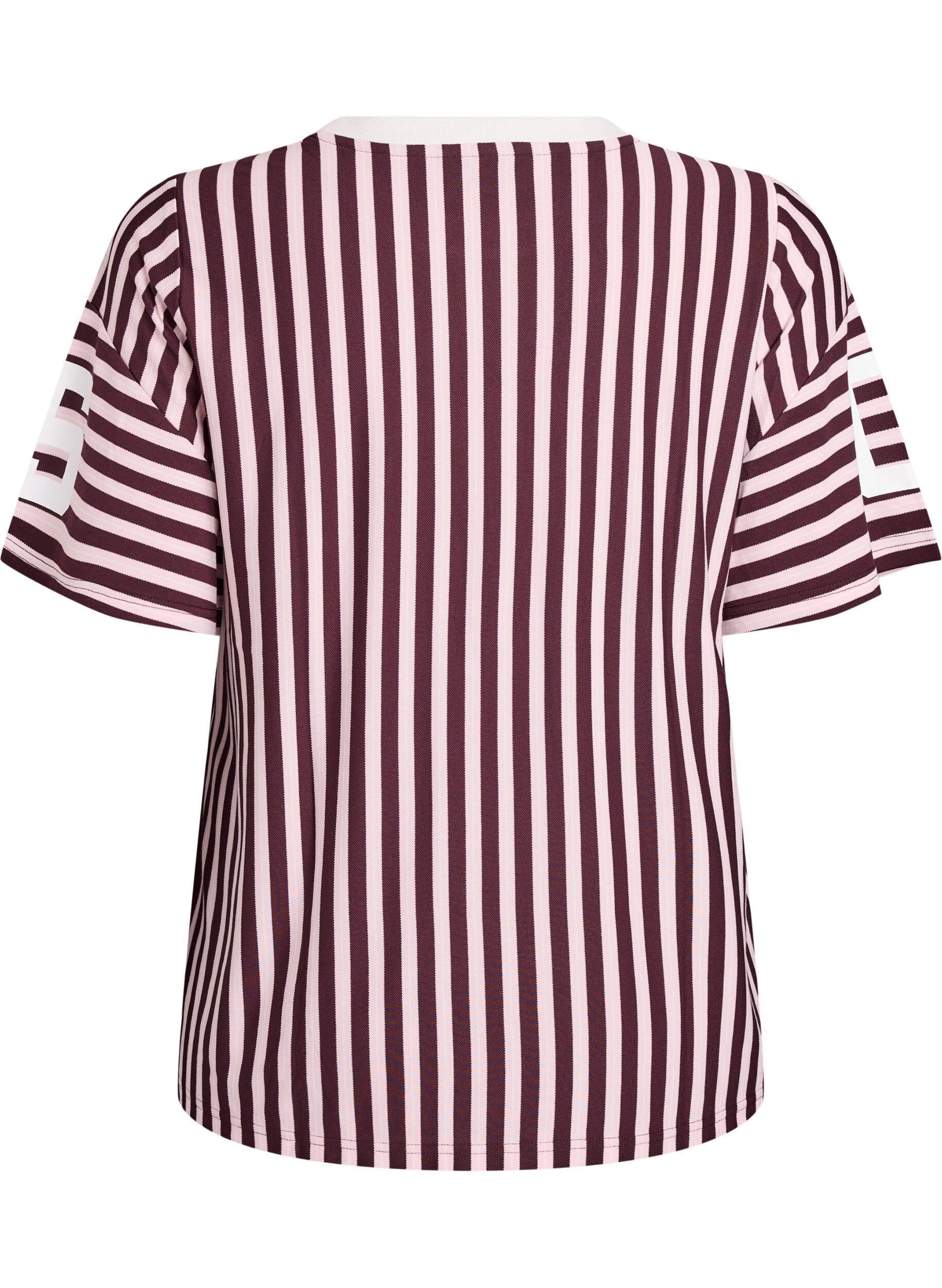 Zizzi T-shirt &agrave; rayures et imprim&eacute; sportif, Bordeaux fonc&eacute;, Packshot image number 1