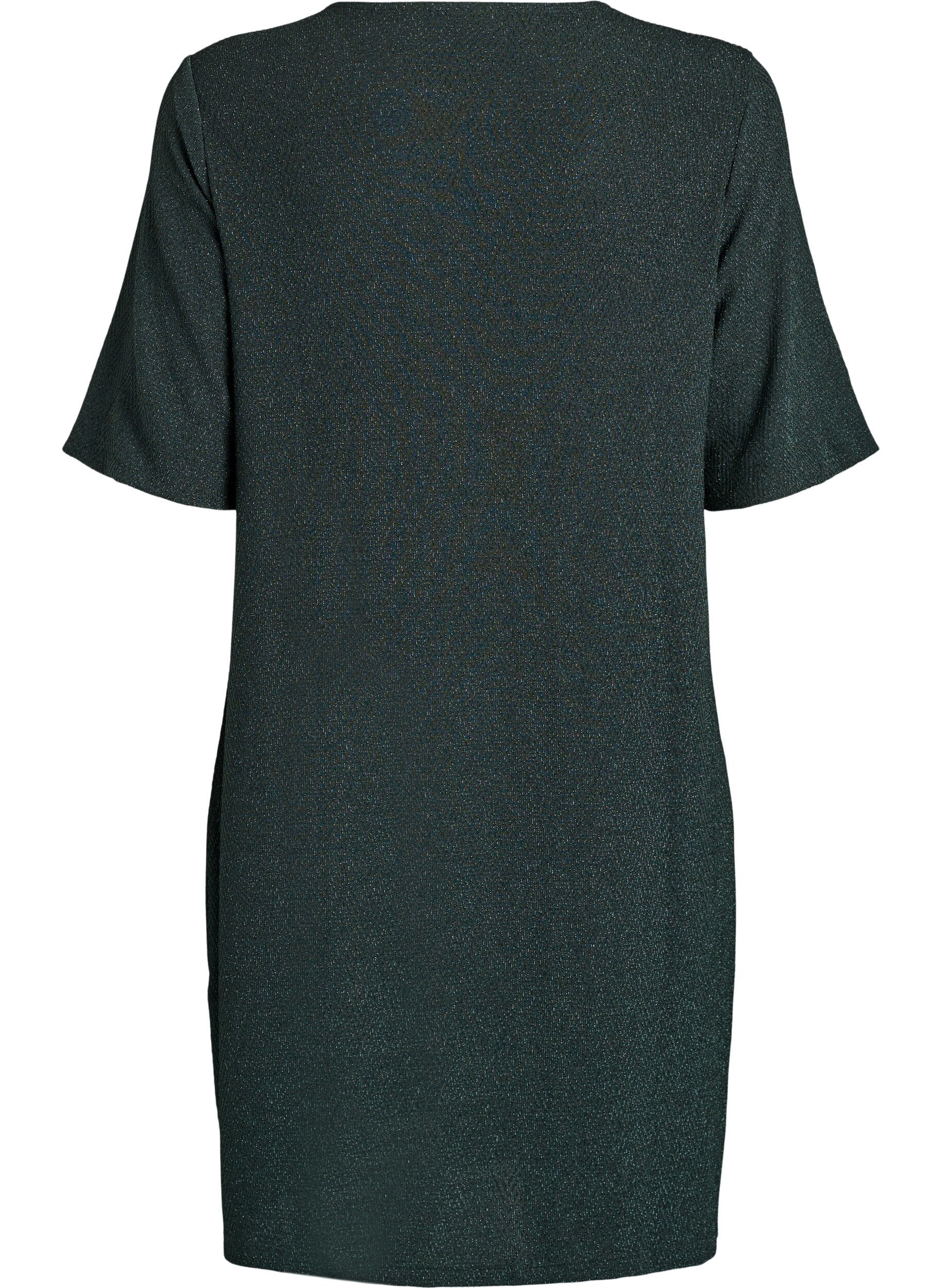 Zizzi Kurzes Kleid mit Glitzermuster, Gr&uuml;n, Packshot image number 1