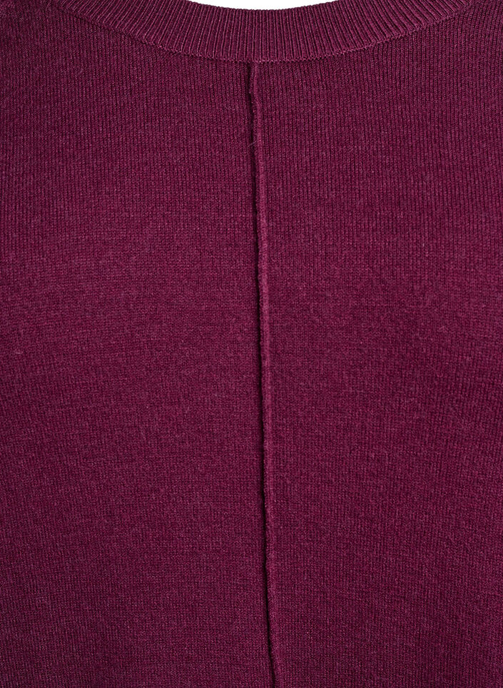 Robe courte en maille à manches raglan et couture centrale, Bordeaux foncé, Packshot image number 2