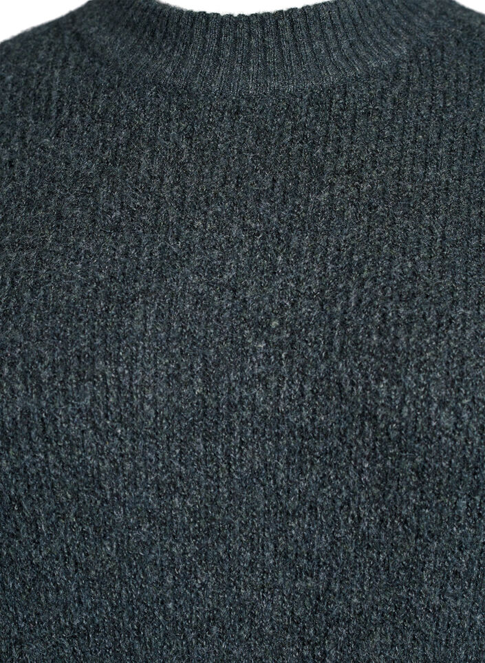 Langes Strickkleid mit hohem Kragen, Grün, Packshot image number 2