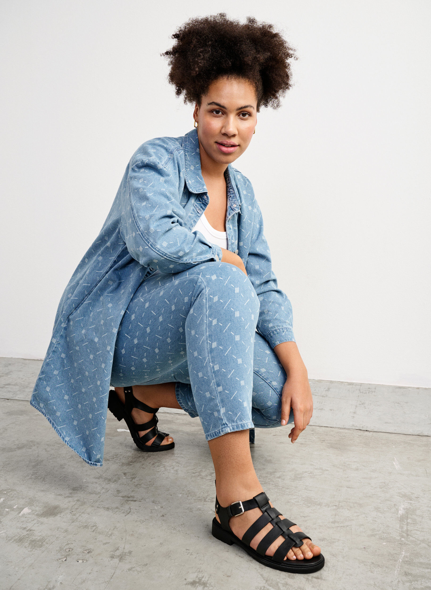 Zizzi Sandale en cuir de forme large, Noir, Image image number 0