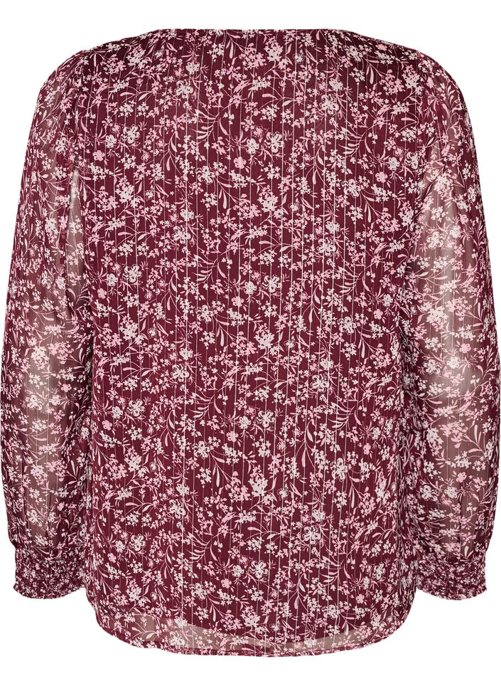 Bluse mit gebl&uuml;mtem Print und Glitzerfaden, Rot, Packshot image number 1