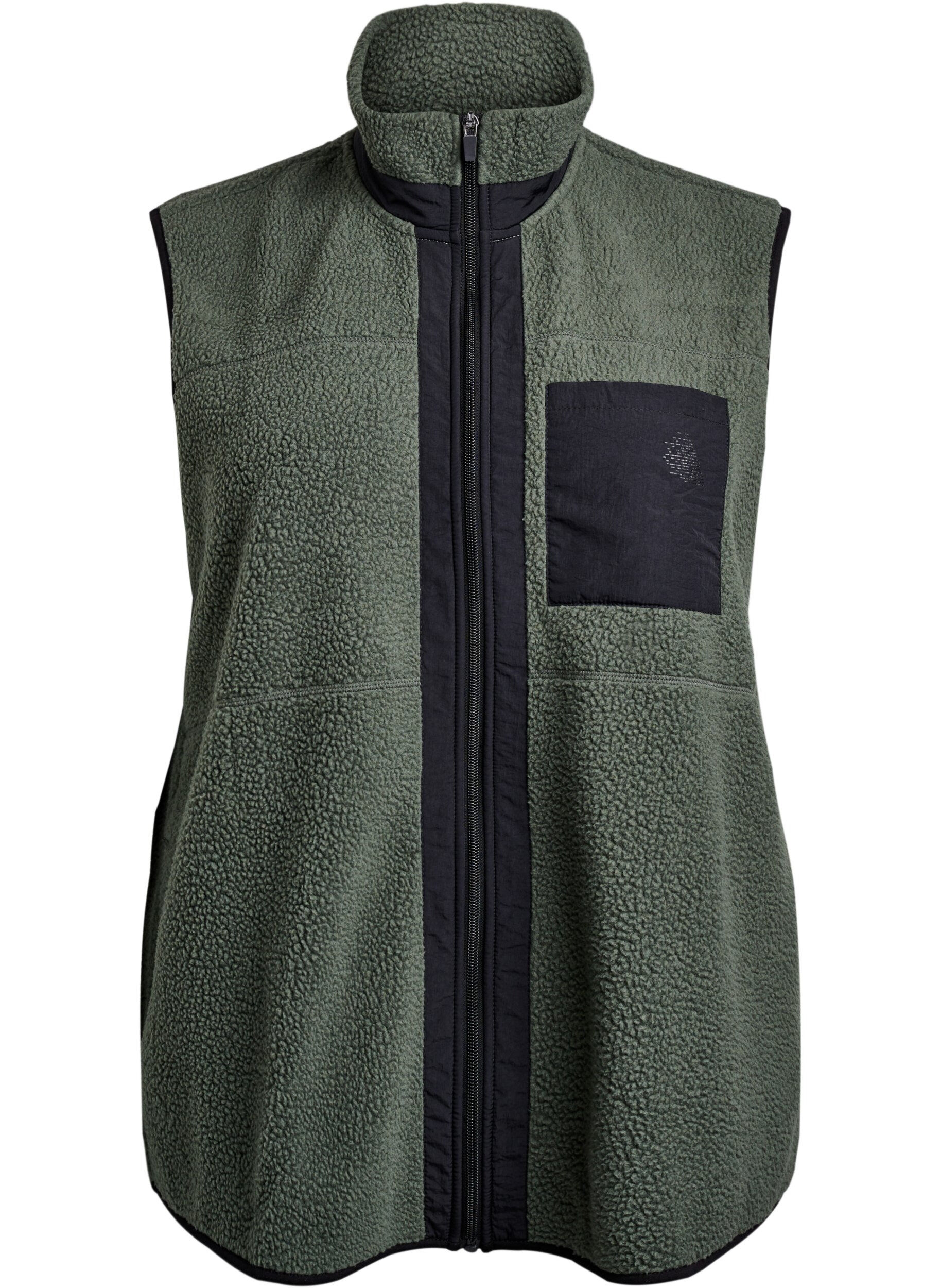 Zizzi Gilet teddy sportif avec des poches, Thyme, Packshot image number 0