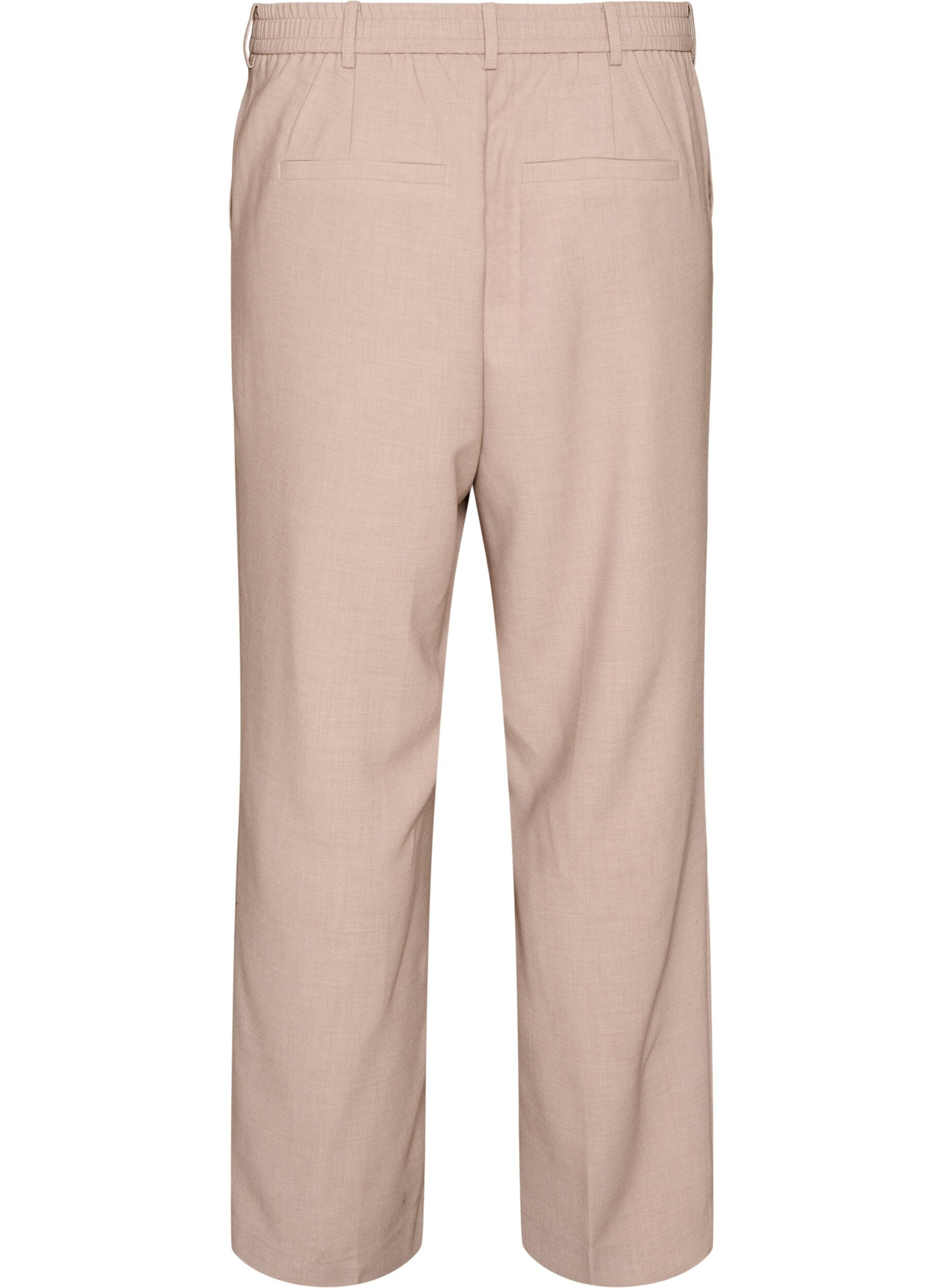 Zizzi Taillierte Hose mit hoher Taille und gerader Passform, Beige, Packshot image number 1
