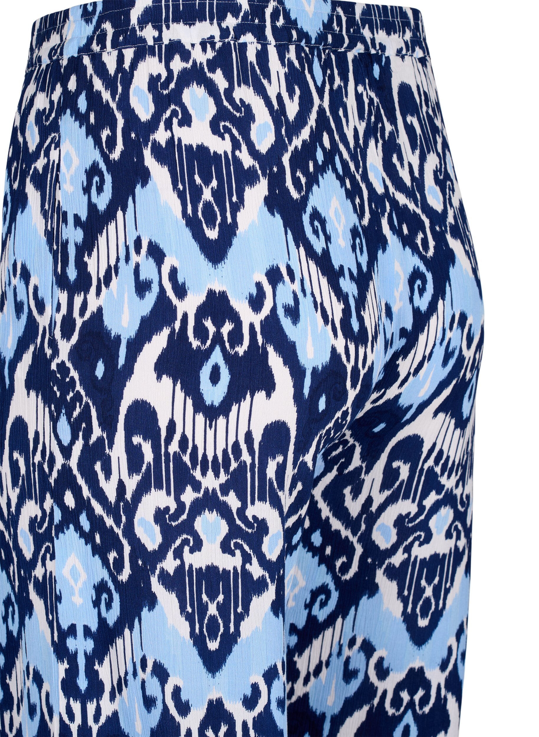 Zizzi Pantalon culotte en viscose avec imprim&eacute;, Blue Ethnic AOP, Packshot image number 3