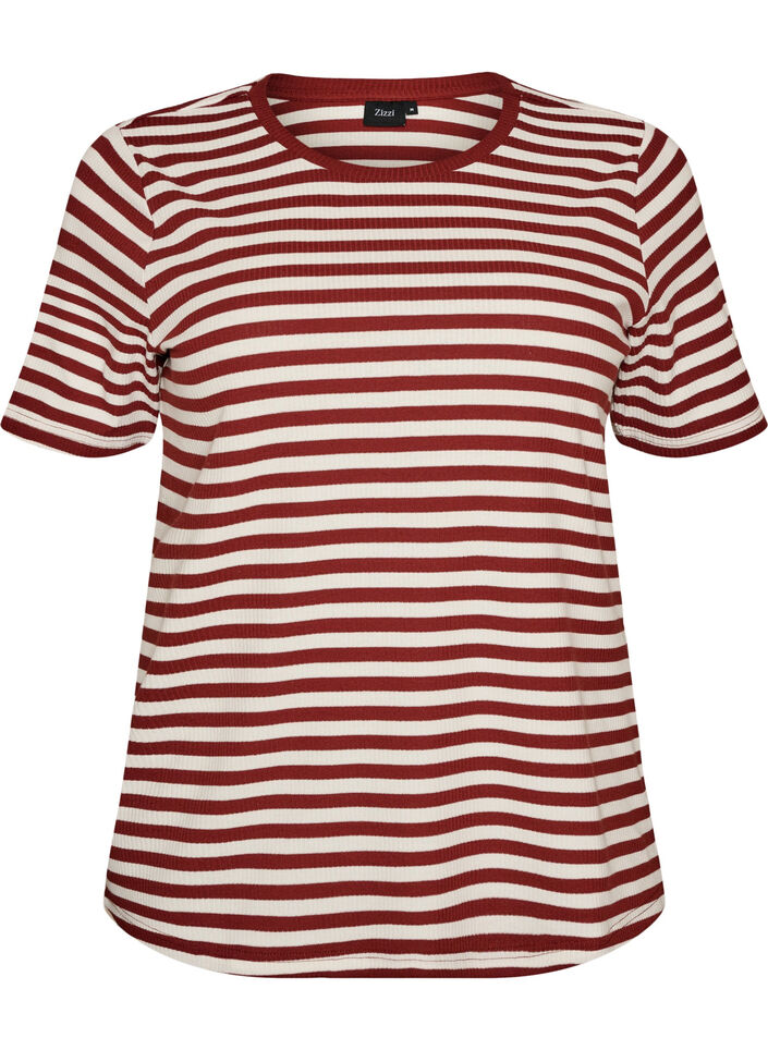 T-shirt ray&eacute; &agrave; texture c&ocirc;tel&eacute;e, Bordeaux, Packshot image number 0