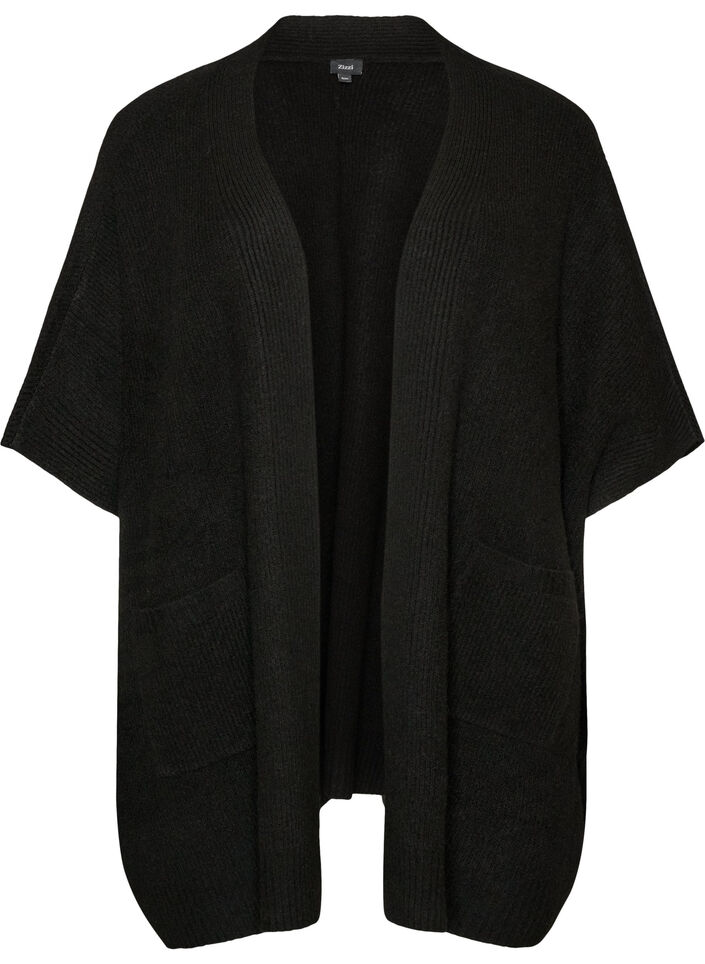 Cardigan ouvert sur le devant &agrave; manches larges, Noir, Packshot image number 0