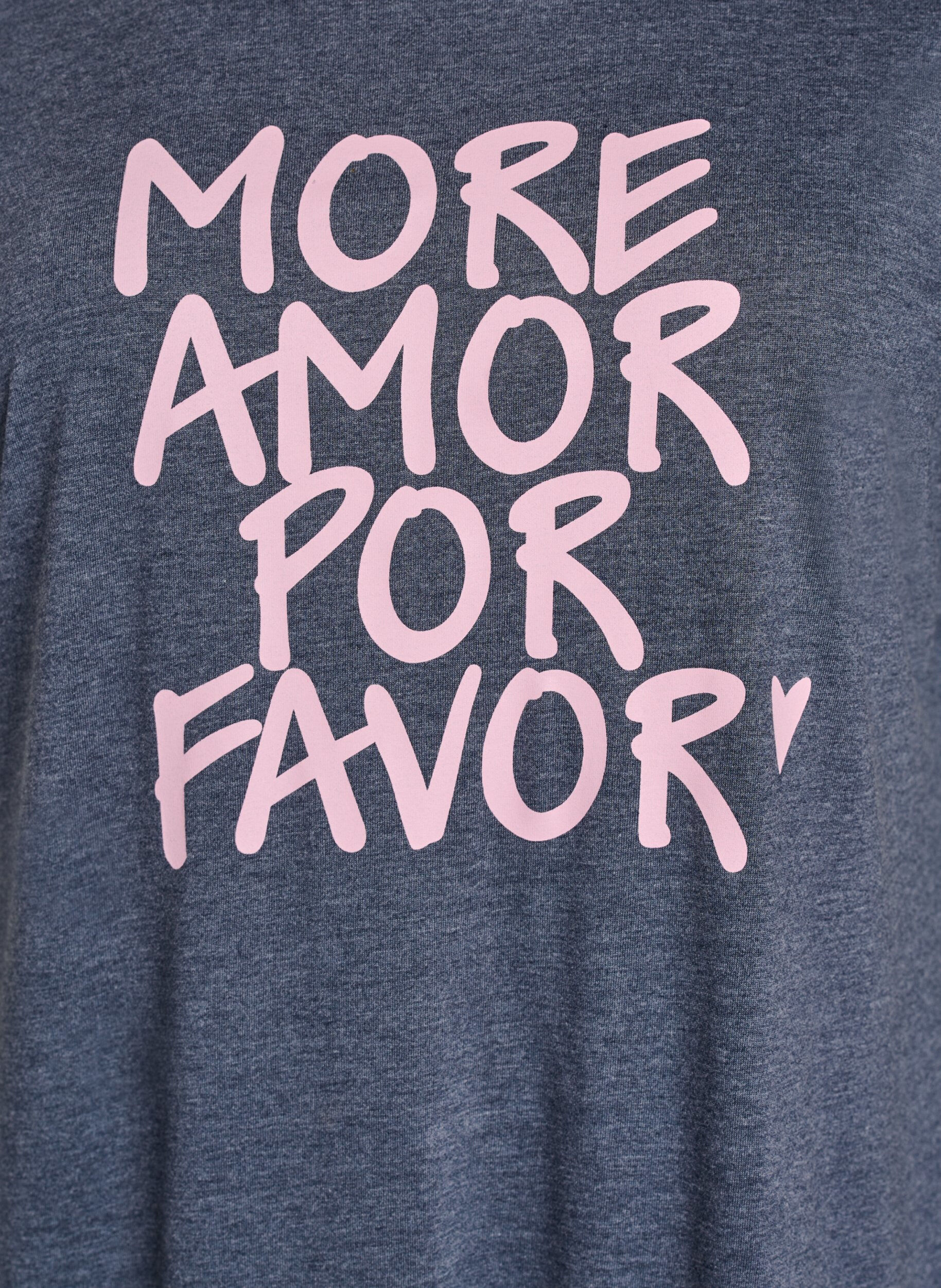 Zizzi Kurz&auml;rmliges Nachthemd mit Textdruck, Grau, Packshot image number 2