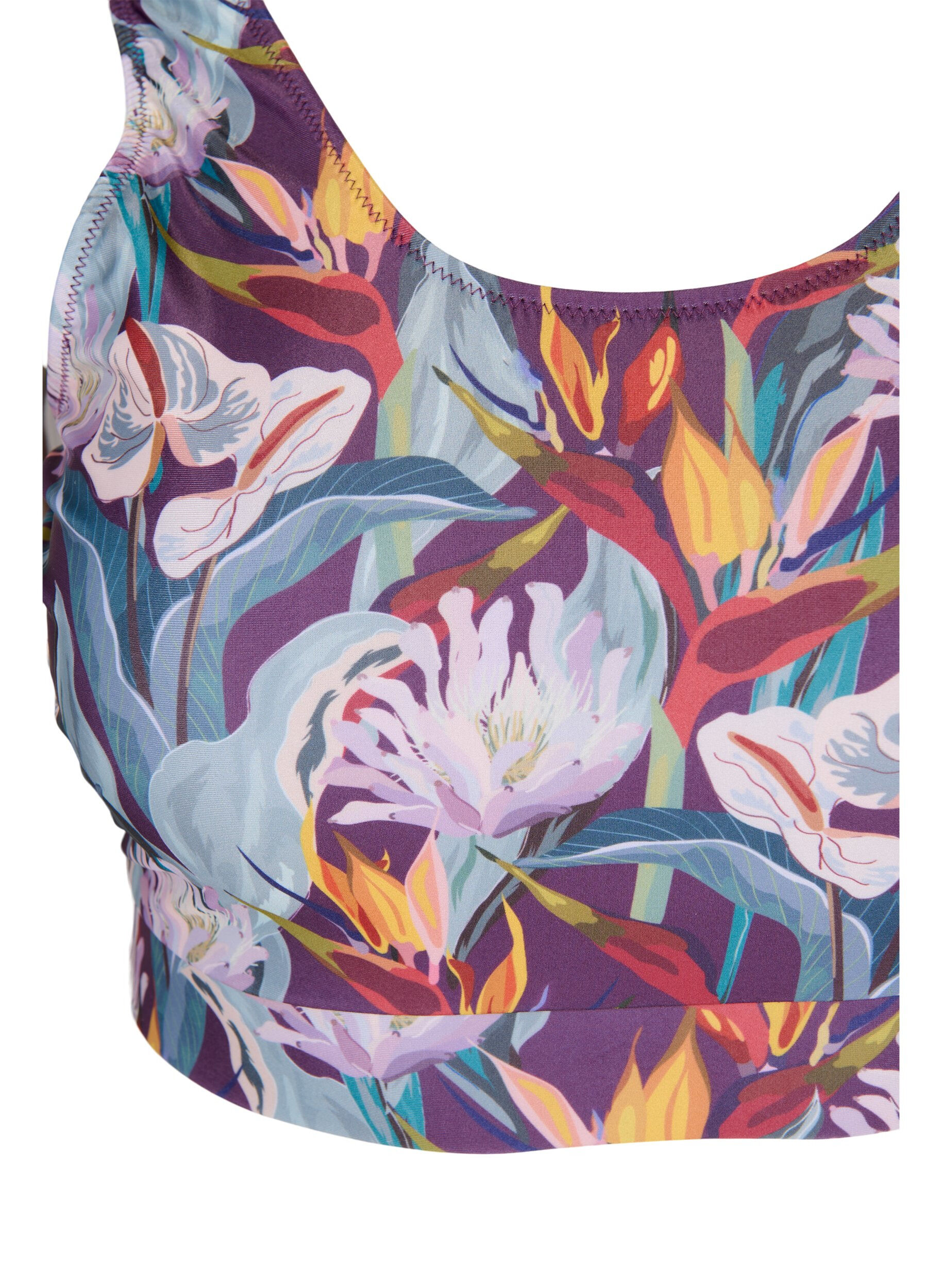 Zizzi Bikini-Top mit Rundhalsausschnitt, Deep Tropical Print, Packshot image number 2