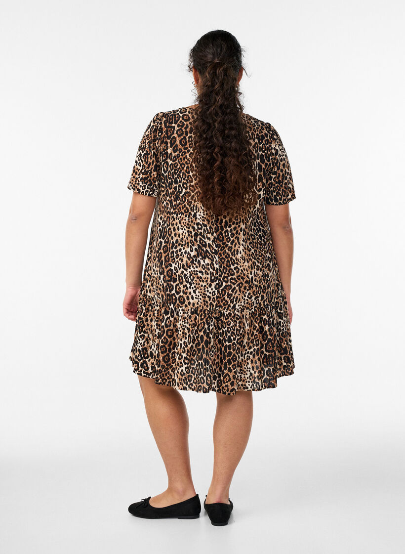 Robe en viscose avec d&eacute;coupe, Marron, Model image number 2