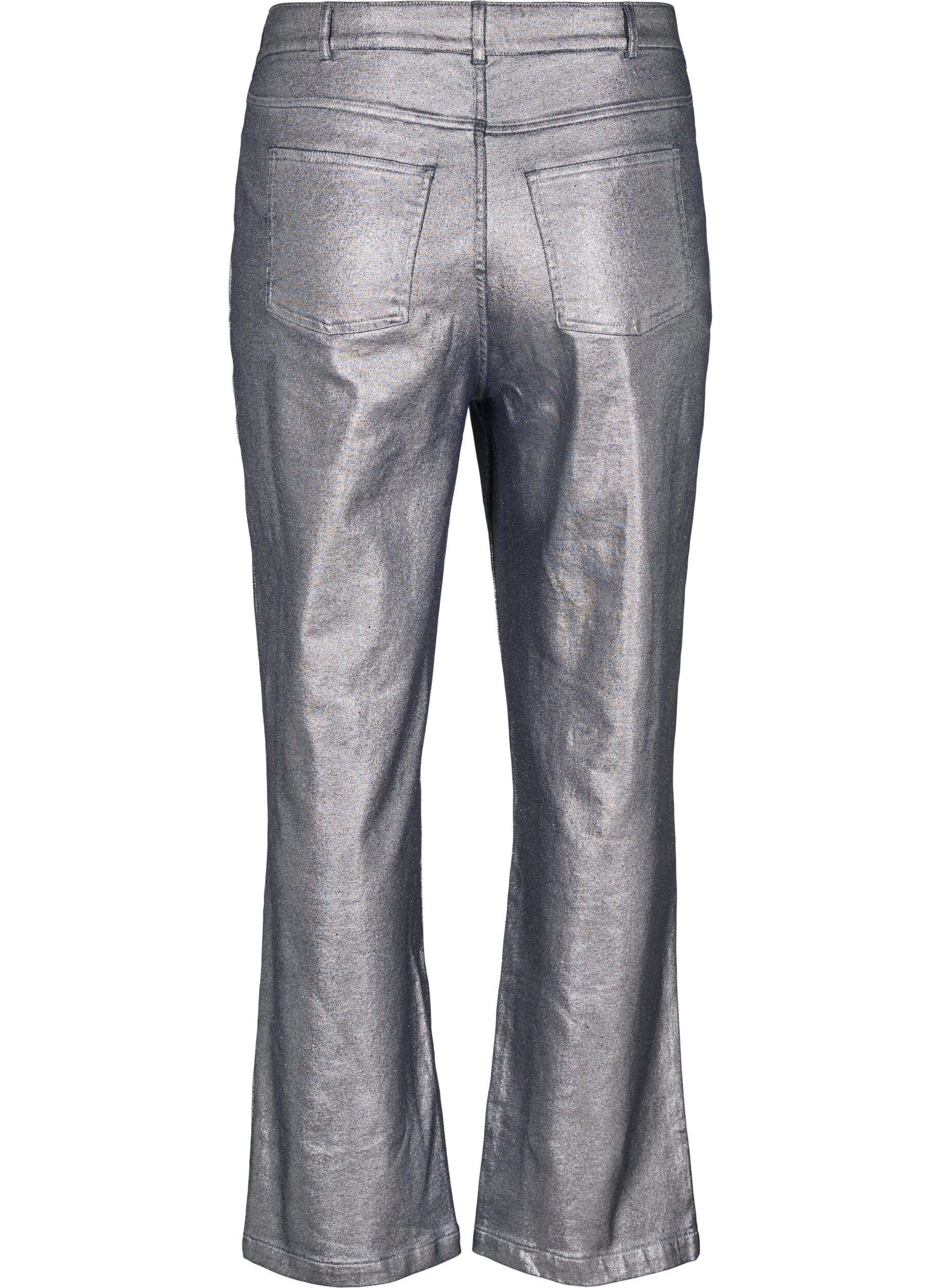 Zizzi Jean taille haute avec rev&ecirc;tement argent&eacute;, Gun Silver , Packshot image number 1