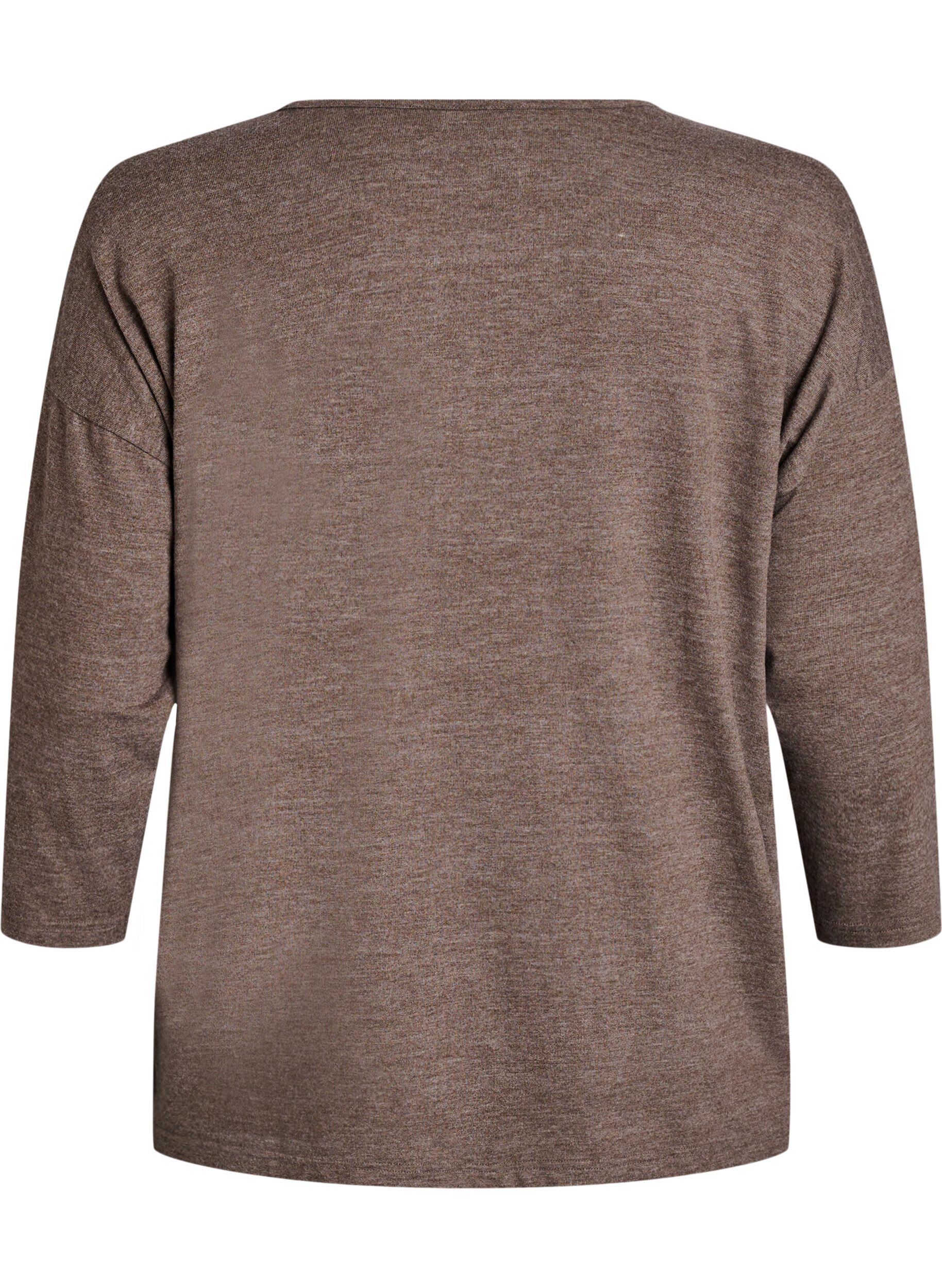 ZizziBluse aus Jersey mit 3/4-&Auml;rmeln, Braun, Packshot image number 1
