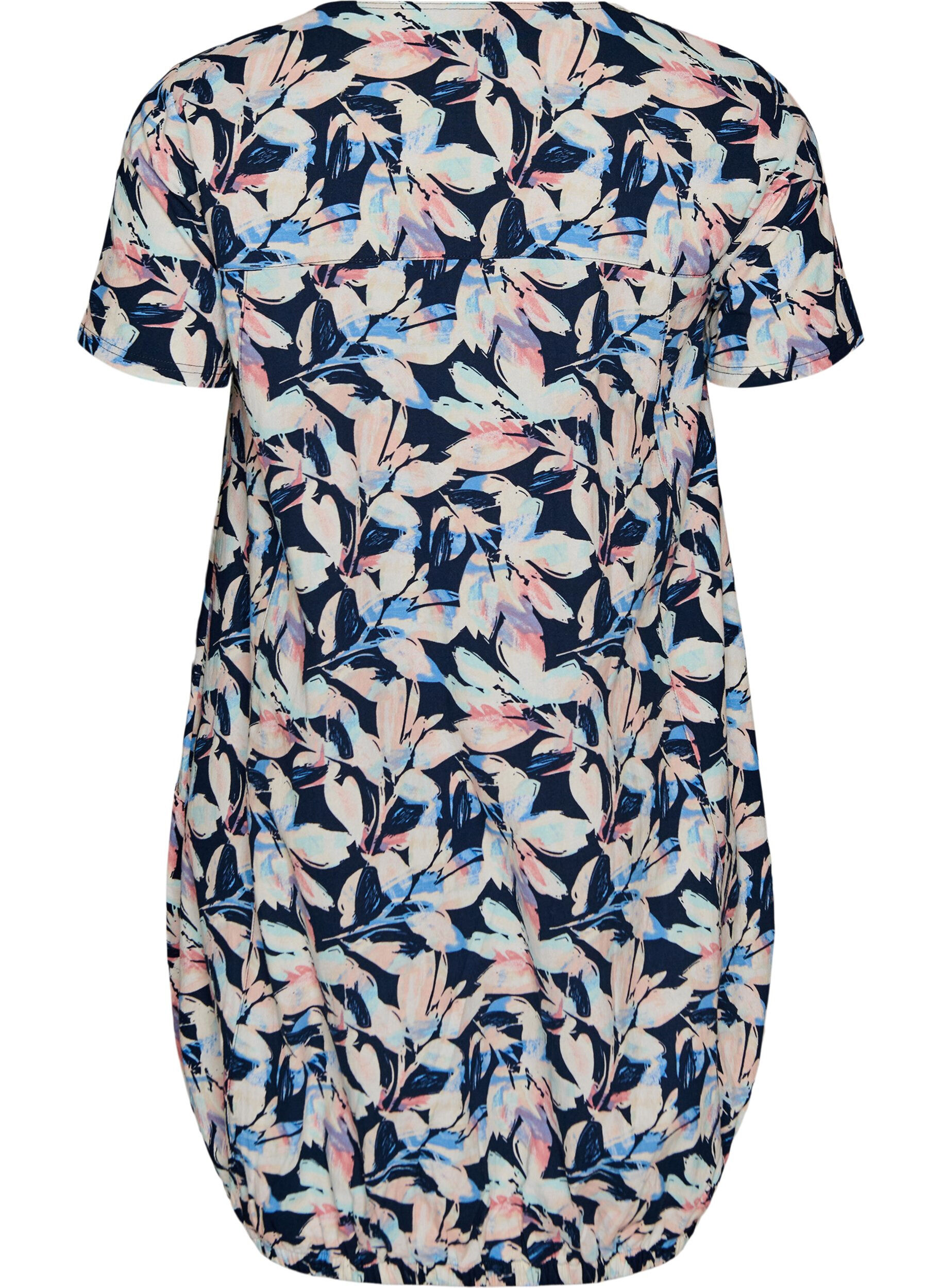 ZizziRobe en coton &agrave; manches courtes avec imprim&eacute;, Bleu, Packshot image number 1