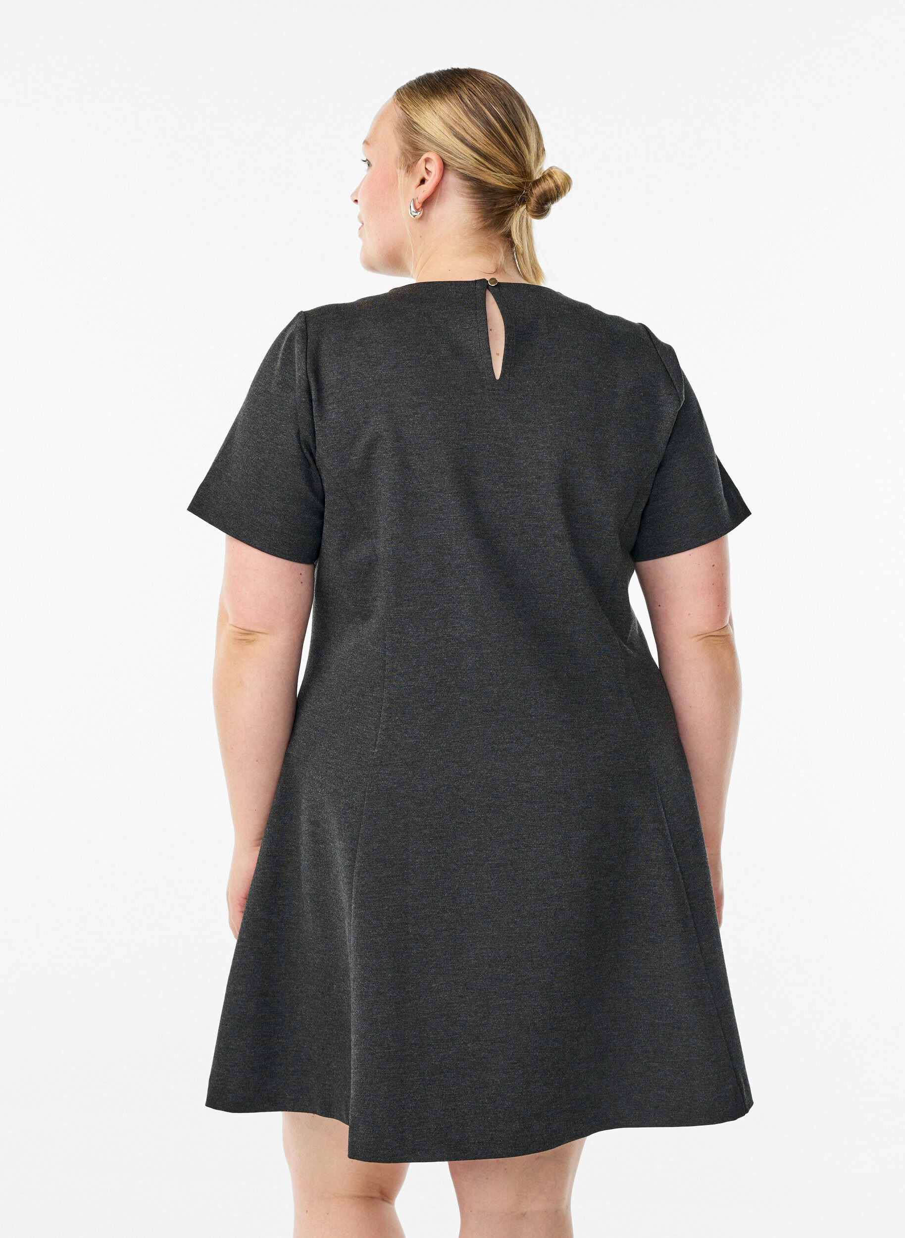 Zizzi Kurzes A-Linien Kleid aus Jersey, Grau, Model image number 2